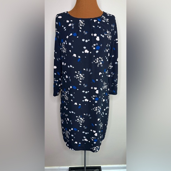 Ann Taylor Navy Blue Midi Shift Dress Size Medium - Picture 1 of 7